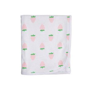 Huckleberry Lane Baby Cotton Wrap 100cm x 100cm White Pink Strawberry Blanket